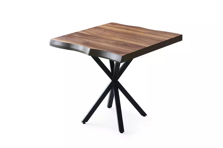Ruokapöytä, Pähkinä, 100% Melamiinipinnoitettu Lastulevy, Metallijalat, 80x75x80 cm, Kestävä ja Tyylikäs - Ruokapöydät - 8683342538787 - 1