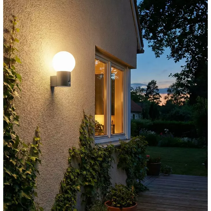 Seinävalaisin GLOBUS E27 PIR antrasiitti / tummanharmaa Led Energie - Pallomainen ulkoseinävalaisin liiketunnistimella - Seinä- ja kattovalaisimet - 6418536040737 - 1