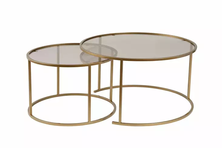 Sohvapöytäsarja, pronssi, 80cm x 43cm x 80cm, kestävä, tyylikäs - Sohvapöydät - 8684283511617 - 1