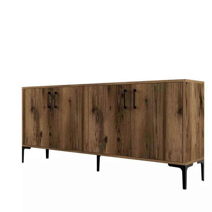 Teollinen Konsoli - Tyylikäs ja Kestävä Huonekalu, Pähkinänvärinen, 180x78x35 cm, Useita Hyllyjä, Kiinnitettävä Seinäälle - Lipastot ja senkit - 8683342460927 - 1