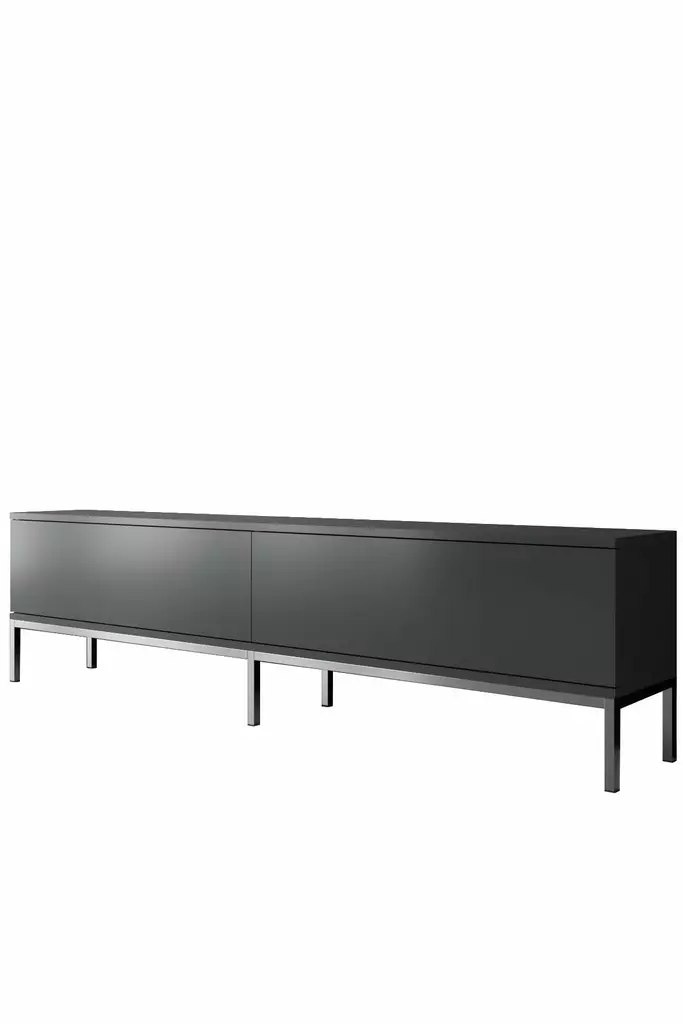 TV-taso, Anthracite Silver, 100% Melamiinipinnoitettu, 18mm, Metallijalat, 180x47x30cm, Kestävä ja Tyylikäs - TV-tasot - 8684282483977 - 1