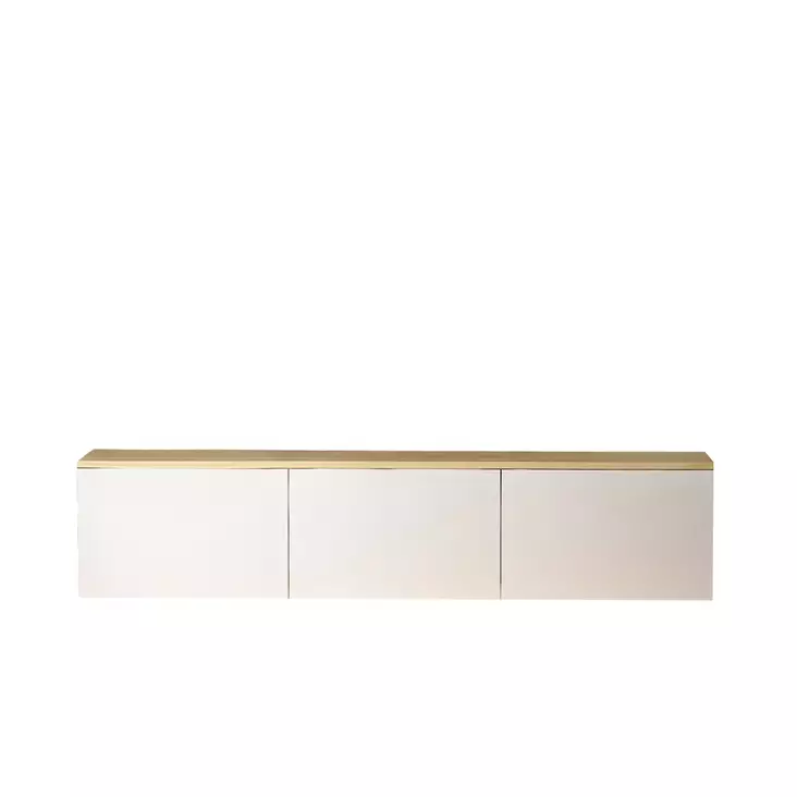 TV-taso, valkoinen tammi, 160 cm leveä, kestävä, tilava - TV-tasot - 8683743316137 - 1