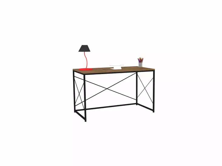 Työpöytä - Huonekalut, Pähkinä Musta, 100% Melamiinipinnoitettu Lastulevy, 18mm, 100% Metalli, 121x72x60 cm - Työpöydät - 8683342740227 - 1
