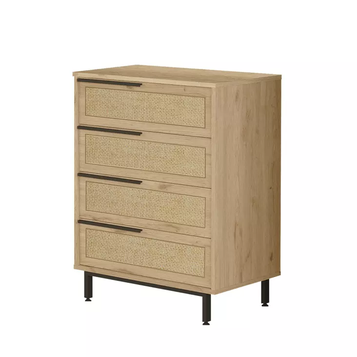 Tyylikäs ja Kestävä Lipasto - 100% Melamiinipinnoitettu Lastulevy, Pähkinä-Tammi, 74,8x95,1x44,5 cm, Metallijalat - Lipastot ja senkit - 8684282369677 - 1