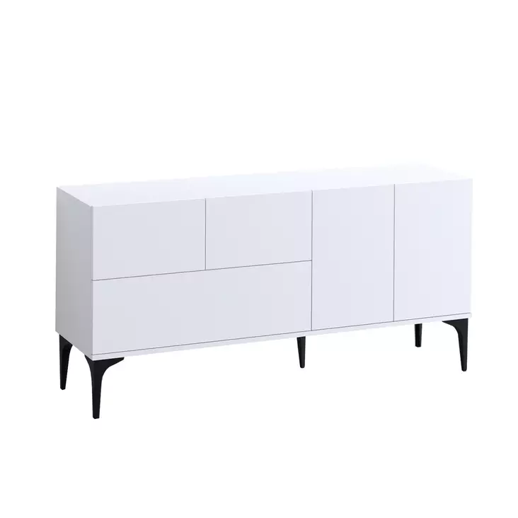 Valkoinen Musta Konsoli, 100% Melamiinipinnoitettu, 150x75x35 cm, Tyylikäs ja Kestävä, 2 Pakettia, Moderni Sisustus - Lipastot ja senkit - 8683742502067 - 1