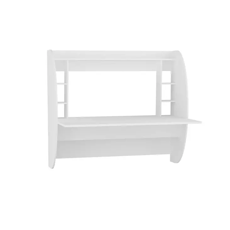 Valkoinen Opiskelupöytä - 100% Melamiinipinnoitettu Lastulevy, 18mm, 123,6x120x55cm, Useita Hyllyjä, Kiinnitettävä Seinäkiinnitys - Työpöydät - 8682870728387 - 1