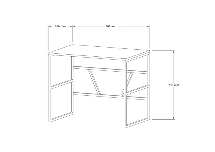 Valkoinen Opiskelupöytä - Moderni ja Kestävä 100% Melamiinipinnoitettu Lastulevy, 90x60x74 cm, Useita Hyllyjä, Seinään Kiinnitettävä - Työpöydät - 8683342397957 - 1