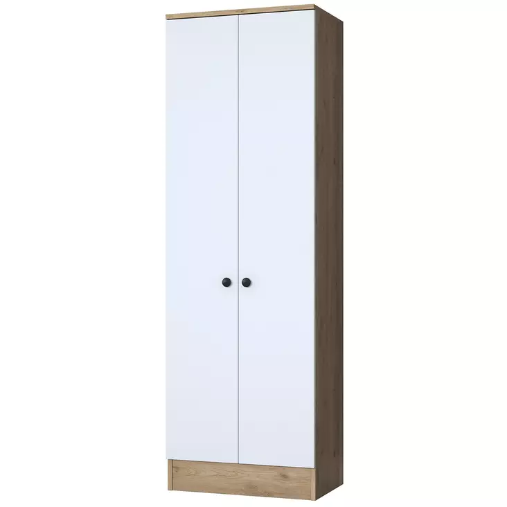 Valkoinen Pähkinä Hall Stand - Tyylikäs ja Kestävä Säilytysratkaisu 59,8x182,8x37,5 cm - Kiinnitettävä Seinäasennus - Eteiskaapit - 8683743764617 - 1