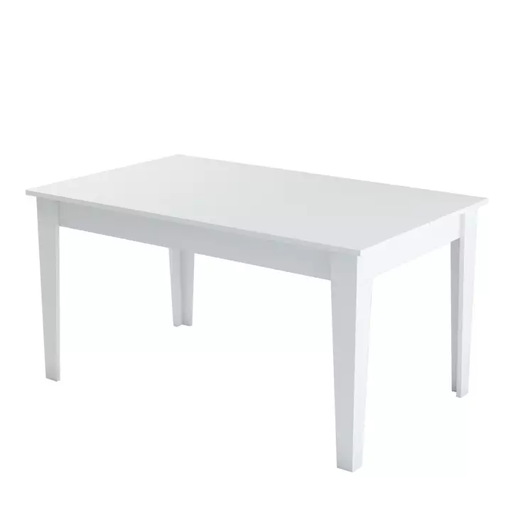 Valkoinen Ruokapöytä - 100% Melamiinipinnoitettu Lastulevy, 18mm, Suntalam Jalat, Säilytystila 42,9cm, 145x75x88cm - Ruokapöydät - 8683743327317 - 1