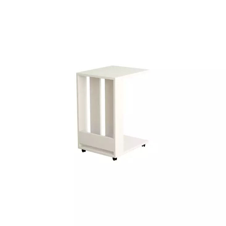 Valkoinen Sivupöytä - 100% Melamiinipinnoitettu Lastulevy, 18mm Paksuus, 37x60x45cm - Moderni ja Kestävä Design - Sivu- ja apupöydät - 8681875277807 - 1