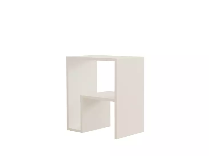 Valkoinen Sivupöytä - 100% Melamiinipinnoitettu Lastulevy, 18mm, Ylähylly 45x51,8x30cm, Alahylly 33,6x27,7x29,6cm - Pöydät - 8682870717107 - 1