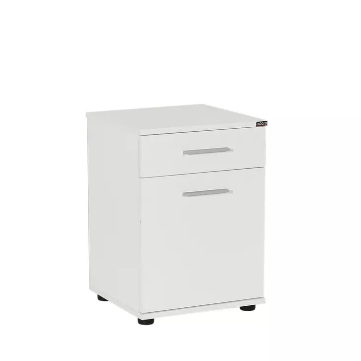 Valkoinen Yöpöytä - 100% Melamiinipinnoitettu Lastulevy, 40x57x39 cm, Laatikko 40x12x39 cm, Kiinnitettävä Seinäasennus - Yöpöydät - 8682870657717 - 1