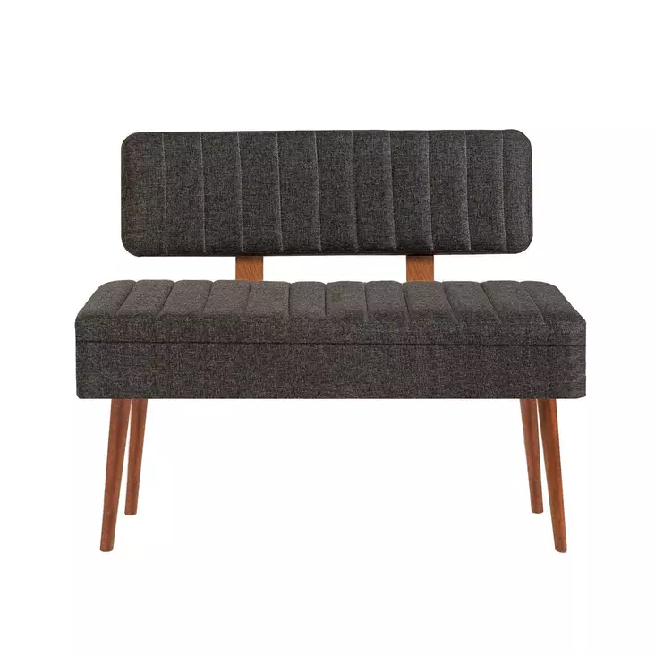 Walnut Anthracite Pankki - 100% Melamiinipinnoitettu Lastulevy, 18 mm, PVC-jalat, 110x82,5x40 cm, Tyylikäs ja Kestävä - Penkit - 8683742499817 - 1
