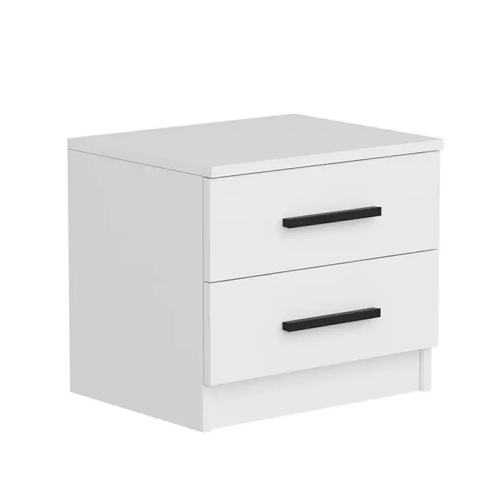 Yöpöytä Valkoinen 100% Melamiinipinnoitettu Lastulevy 18mm 50x40x47cm Useita Hyllyjä Kestävä ja Tyylikäs - Yöpöydät - 8683742567417 - 1