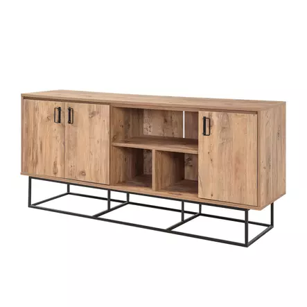 Atlantic Pine Black Console - Moderni ja Kestävä Säilytysratkaisu, 180x80x40 cm, Metalli- ja Melamiinipinnoite - Kaapit ja lipastot - 8681875315868 - 2