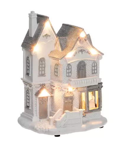 Joulutalo Led-valolla valkoinen - Joulukoristeet ja -tekstiilit - 6410413206298 - 2