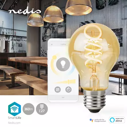 SmartLife LED Filamenttilamppu | E27 | 360 lm | 4.90 W | Lämpimästä kylmään valkoiseen | 1800 - 6500 K | Lasi | Android / IOS | polttimo | 1 kpl - Valonlähteet - 5412810335398 - 5