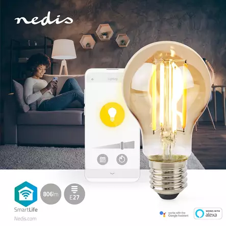 SmartLife LED Filamenttilamppu | E27 | 806 lm | 7 W | Lämmin Valkoinen | 1800 - 3000 K | Lasi | Android / IOS | polttimo | 1 kpl - Valonlähteet - 5412810335428 - 5