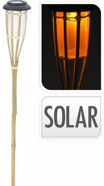 Solar lyhty natural bambu 65cm - Aurinkokennovalaisimet - 8719202547948 - 1