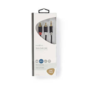 Stereoäänikaapeli | 3.5 mm uros | 2x RCA uros | Kullattu | 0.50 m | Pyöreä | Antrasiitti | Laatikko - Audiokaapelit - 5412810265008 - 2