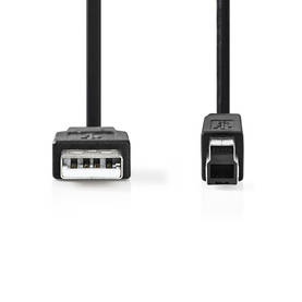 USB kaapeli | USB 2.0 | USB-A Uros | USB-B Uros | 480 Mbps | Niklattu | 5.00 m | Pyöreä | PVC | Musta | Blister - Tietokone ja verkko - 5412810288878 - 2