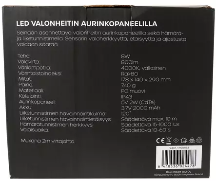 Valonheitin aurinkopaneelilla, h=C3=A4m=C3=A4r=C3=A4- ja liiketunnisti=
mella - Valonheittimet - 6418536024478 - 2