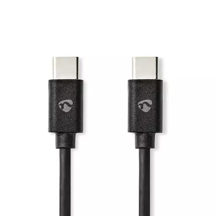USB kaapeli | USB 2.0 | USB-C Uros | USB-C Uros | 60 W | 480 Mbps | Niklattu | 2.00 m | Pyöreä | PVC | Musta | Laatikko - Tietokone ja verkko - 5412810481248 - 1