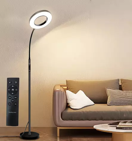 Lattialamppu 12W Saranda musta Led Energie - Himmennettävä, kaukosäätimellä - Lattia- ja pöytävalaisimet - 6418536031308 - 1