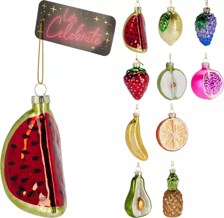 Kuusenkoriste Hedelmät 10 erilaista - Joulukoristeet ja -tekstiilit - 8721037629478 - 1