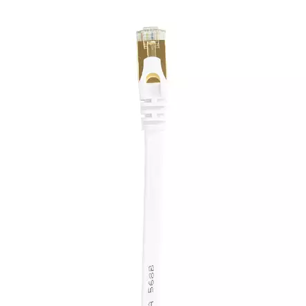 Litteä verkkokaapeli S/STP CAT7 PNI U7050W, 2 x RJ45, 4 paria johtoja, 32AWG, kupari, 10 Gbps, 600 MHz, 5m, valkoinen - PNI tuotteet - 5949066538728 - 2
