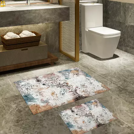 Luxus Kylpyhuonemattosetti (2 kpl), monivärinen, 50 x 60 cm, 60 x 100 cm, pehmeä, liukumaton, antibakteerinen - Kylpyhuonematot ja kosteantilan matot - 8683342421348 - 2