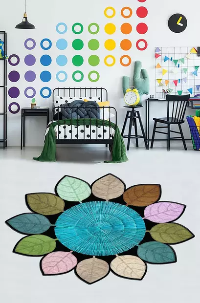 Monivärinen 100% Polyesteri Matto 80x50 cm - Antibakteerinen, Liukumaton, 3D Digipainatus, Konepestävä, 8mm Nukka - Pienet matot ja käytävämatot - 8682870648418 - 2