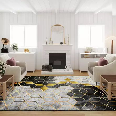 Monivärinen 160x230 cm 3D Digitaalipainettu Antibakteerinen Polyesterimatto - Konepestävä ja Liukumaton - Suuret ja keskikokoiset matot - 8682870592308 - 2