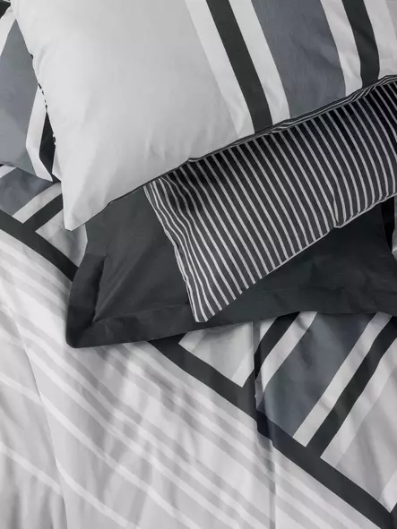 Ranforce parisängyn pussilakanasetti, antrasiitti, 200 x 220 cm, pehmeä, helppohoitoinen - Lakanat ja tyynyliinat - 8684283028078 - 2