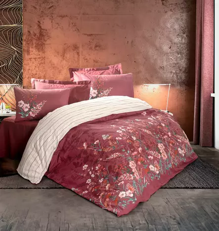 Ranforce parivuoteen pussilakanasetti, viininpunainen, 200 x 220 cm, pehmeä, kestävä - Lakanat ja tyynyliinat - 8684282475538 - 1