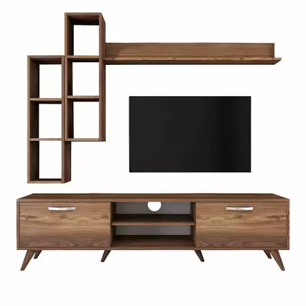 TV-taso, saksanpähkinä, 180 cm leveä, kestävä, monikäyttöinen - TV-tasot - 8681875462128 - 1