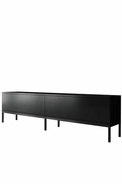 Tyylikäs Musta Olohuoneen Kalustesetti - 100% Melamiinipinnoitettu, Metallijalat, TV-taso 180cm, Konsoli 150cm, Pöytä 90cm - Huonekalut - 8684282484288 - 1