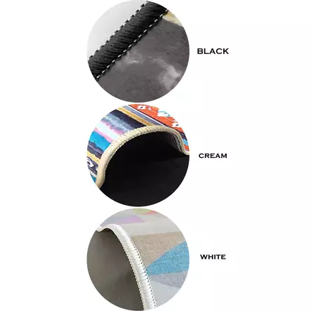 Valkoinen Konepestävä Antibakteerinen Matto 100x100 cm - Puuvilla/Polyesteri, Digitaalinen Painatus, Liukumaton Alapuoli - Pyöreät matot - 8683743496518 - 1