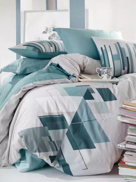 Yhden hengen pussilakanasetti Ranforce, bensiininvihreä valkoinen, 160 x 220 cm, pehmeä, konepestävä - Lakanat ja tyynyliinat - 8681875184938 - 2