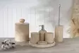 7-osainen Kylpyhuonesetti 100% Travertiini Marmoria, Beige - Sisältää Saippua-annostelijan, Hammasharjatelineen, Roskakorin - Kylpyhuonetarvikkeet - 8684283055418 - 12