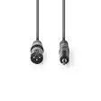 Balansoitu Audiojohto | XLR 3-Pin uros | 3.5 mm uros | Niklattu | 3.00 m | Pyöreä | PVC | Tummanharmaa | Pahvikotelo - Audiokaapelit - 5412810295838 - 10