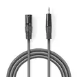Balansoitu Audiojohto | XLR 3-Pin uros | 3.5 mm uros | Niklattu | 3.00 m | Pyöreä | PVC | Tummanharmaa | Pahvikotelo - Audiokaapelit - 5412810295838 - 1