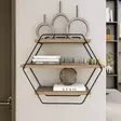 Moderni ja Teollinen Seinä Hylly, Atlantic Pine, 60x52x20cm, Kestävä Melamiinipinnoitettu Lastulevy, Metallikehys - Seinähyllyt - 8682870660298 - 2