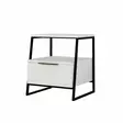 Yöpöytä - Moderni ja Tyylikäs - Valkoinen/Musta - 100% Melamiinipinnoitettu Lastulevy - 18mm - 100% Metalli - 45x50x41cm - Yöpöydät - 8683342782678 - 3