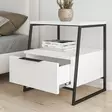 Yöpöytä - Moderni ja Tyylikäs - Valkoinen/Musta - 100% Melamiinipinnoitettu Lastulevy - 18mm - 100% Metalli - 45x50x41cm - Yöpöydät - 8683342782678 - 2