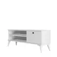 Valkoinen TV-taso - 100% Melamiinipinnoitettu Lastulevy, 120x44,6x29,5 cm, Useita Hyllyjä, Kiinnitettävissä Seinäkiinnityksellä - TV-tasot - 8683342214438 - 4