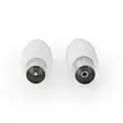 IEC (Coax) Liitin | Suora | Naaras / Uros | Niklattu | 75 Ohm | Ruuvi | Kaapelin läpitulomitta: 7.0 mm | Metalli / PVC | Valkoinen | 2 kpl | Laatikko - Antenniliittimet ja adapterit - 5412810289578 - 12