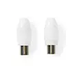 IEC (Coax) Liitin | Suora | Naaras / Uros | Niklattu | 75 Ohm | Ruuvi | Kaapelin läpitulomitta: 7.0 mm | Metalli / PVC | Valkoinen | 2 kpl | Laatikko - Antenniliittimet ja adapterit - 5412810289578 - 30