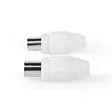 IEC (Coax) Liitin | Suora | Naaras / Uros | Niklattu | 75 Ohm | Ruuvi | Kaapelin läpitulomitta: 7.0 mm | Metalli / PVC | Valkoinen | 2 kpl | Laatikko - Antenniliittimet ja adapterit - 5412810289578 - 15