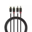 Stereoäänikaapeli | 2x RCA uros | 2x RCA Naaras | Kullattu | 2.00 m | Pyöreä | Antrasiitti | Laatikko - Audiokaapelit - 5412810265138 - 1